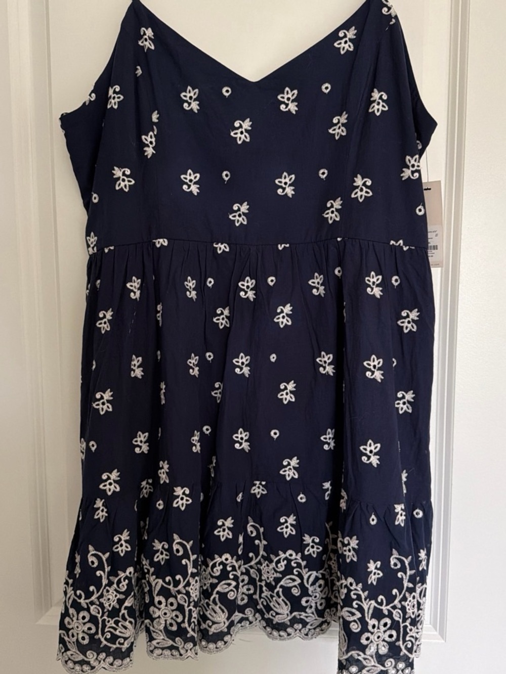 Francesca's Collections Navy and White Embroidered Floral Sundress